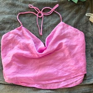 pink silk halter top
